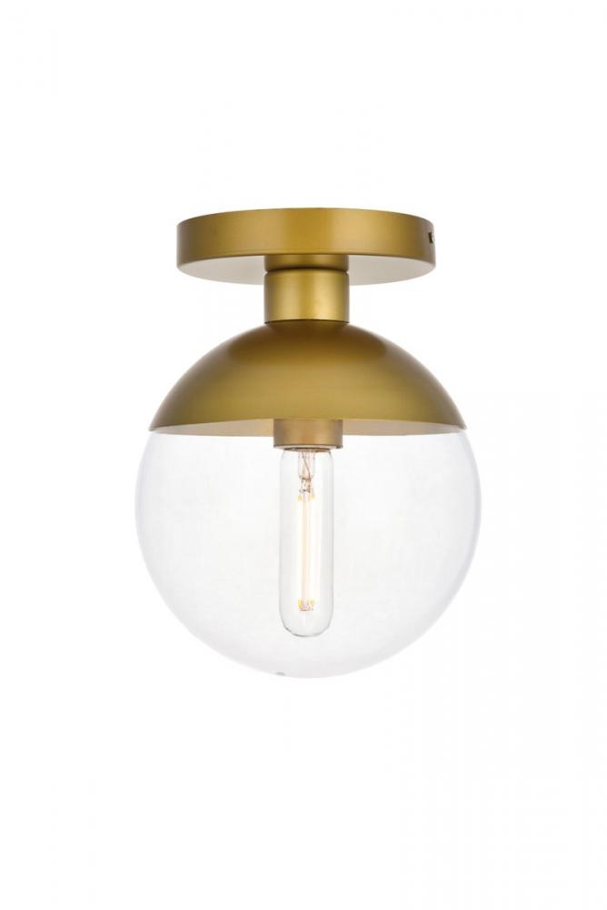 Eclipse 1 Light Brass Flush Mount With Clear Glass