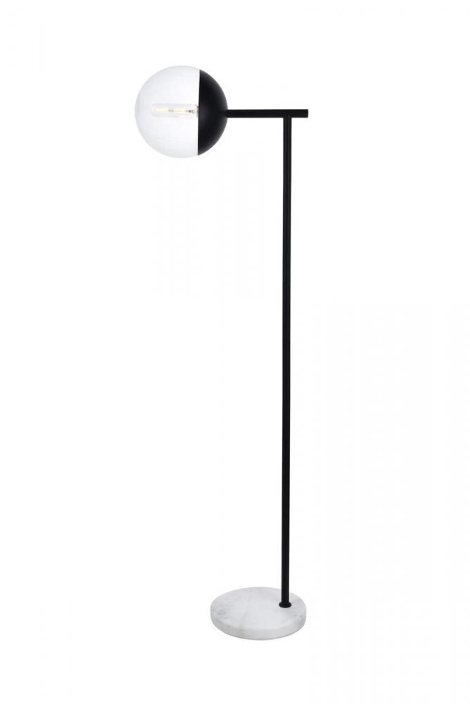 Eclipse 1 Light Black Floor Lamp with Clear Glass