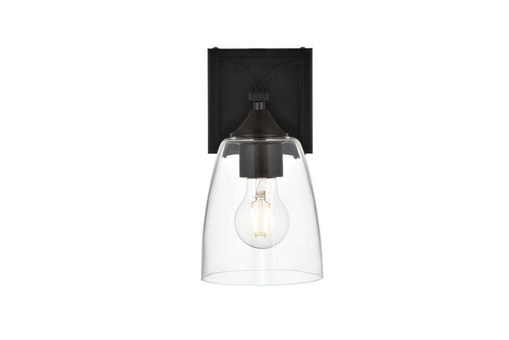 Harris 1 light Black and Clear Bath Sconce