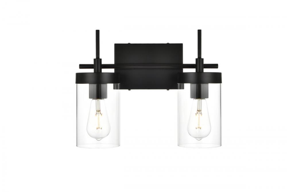 Benny 2 light Black and Clear Bath Sconce