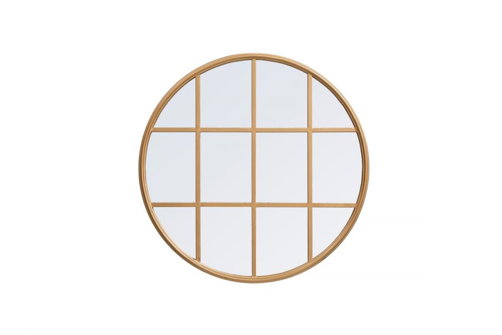 Metal windowpane mirror 28 inch x 28 inch in Brass