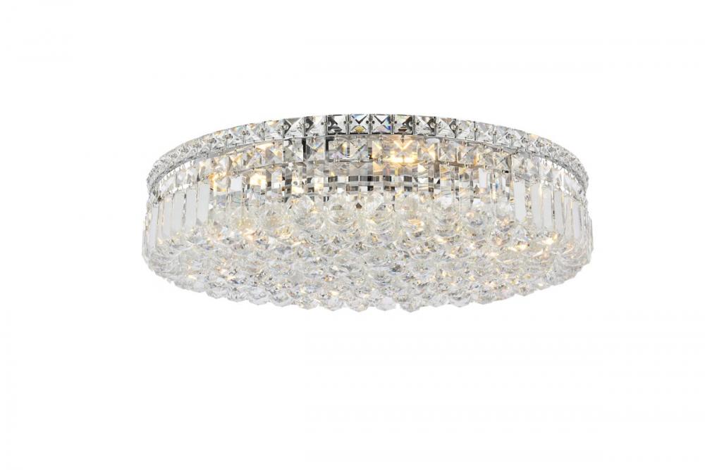 MaxIme 9 Light Chrome Flush Mount Clear Royal Cut Crystal