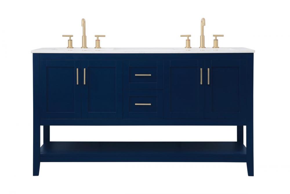 60 Inch Double Bathroom Vanity in Blue