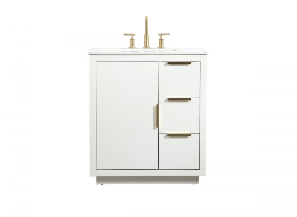 30 Inch Single Bathroom Vanity in White