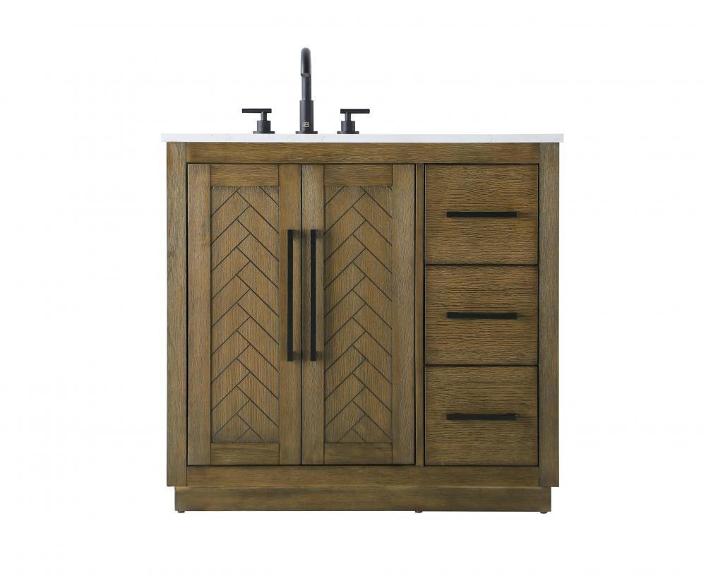 36 inch Single Bathroom Vanity in Hazel Oak