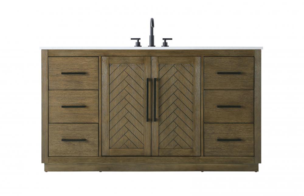 60 inch Single Bathroom Vanity in Hazel Oak