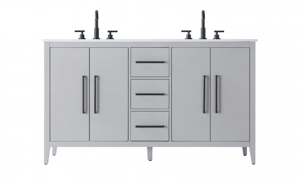 60 Inch Double Bathroom Vanity In Grey