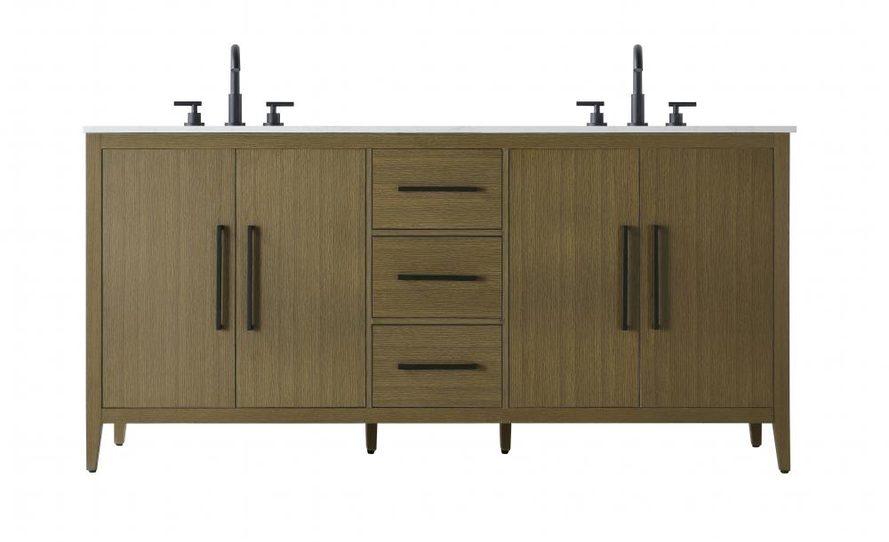 72 inch Double Bathroom Vanity in Chestnut Brown