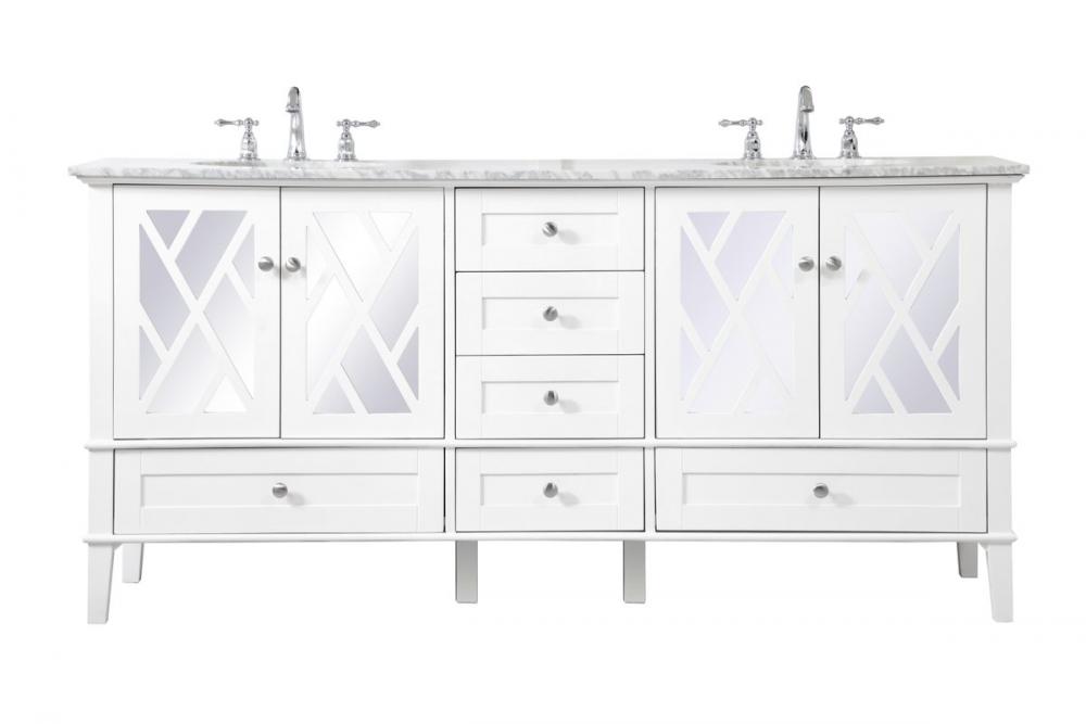 72 Inch Double Bathroom Vanity Set in White