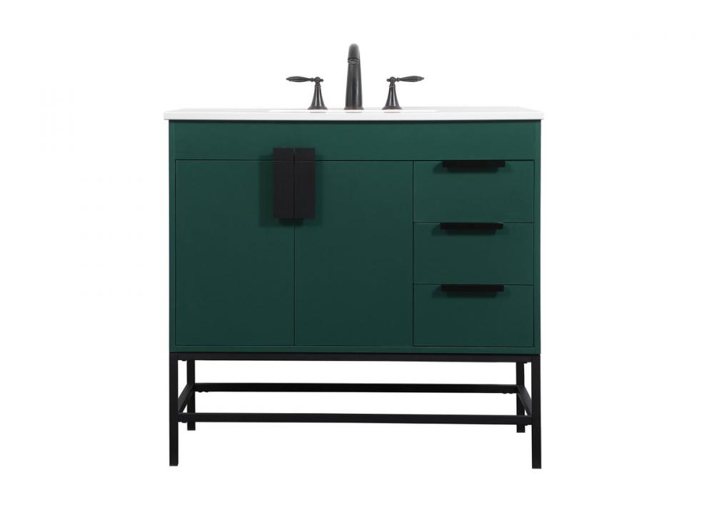 36 inch Single bathroom vanity in green