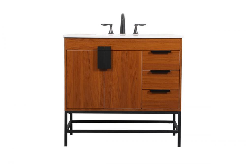 36 Inch Single Bathroom Vanity in Teak