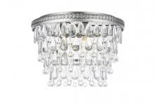 Elegant 1219F15AS/RC - Nordic 3 Light Antique Silver Flush Mount Clear Royal Cut Crystal