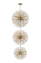 Elegant 2500G50L3SG - Vera 50 inch three tiers crystal starburst chandelier in satin gold