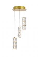 Elegant 3500D3RG - Polaris LED Light Gold Pendant Clear Crystal