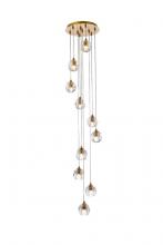 Elegant 3505G11G - Eren 10 Lights Gold Pendant