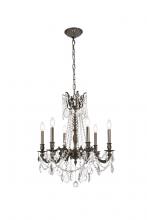 Elegant 9206D23PW/RC - Rosalia 6 Light Pewter Chandelier Clear Royal Cut Crystal