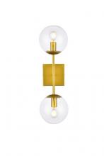 Elegant LD2357BR - Neri 2 lights brass and clear glass wall sconce