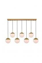 Elegant LD6090BR - Eclipse 7 Lights Brass Pendant With Frosted White Glass