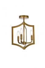 Elegant LD7067F12BR - Kiera 3 lights flush mount in brass