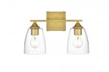 Elegant LD7309W15BRA - Harris 2 light Brass and Clear Bath Sconce