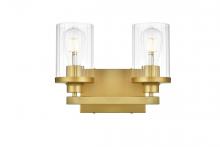 Elegant LD7316W12BRA - Saanvi 2 light Brass and Clear Bath Sconce