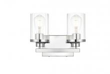 Elegant LD7316W12CH - Saanvi 2 light Chrome and Clear Bath Sconce