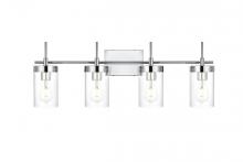 Elegant LD7319W32CH - Benny 4 light Chrome and Clear Bath Sconce