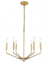 Elegant LD8028D22BR - Enzo 6 Light Brass Pendant