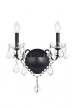 Elegant V2015W2DB/RC - St. Francis 2 Light Dark Bronze Wall Sconce Clear Royal Cut Crystal