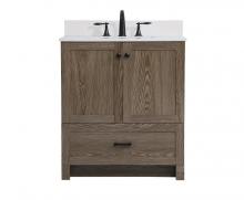 Elegant VF2830WO-BS - 30 Inch Single Bathroom Vanity in Weathered Oak with Backsplash