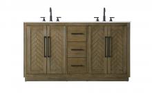 Elegant VF29060DHO - 60 inch Double Bathroom Vanity in Hazel Oak