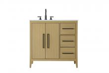 Elegant VF29336MHB - 36 inch Single Bathroom Vanity in Honey Brown