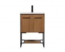 Elegant VF42524WB - 24 Inch Single Bathroom Vanity in Walnut Brown