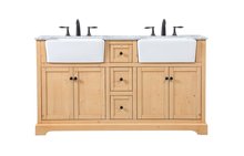 Elegant VF60260DNW - 60 inch double bathroom vanity in natural wood