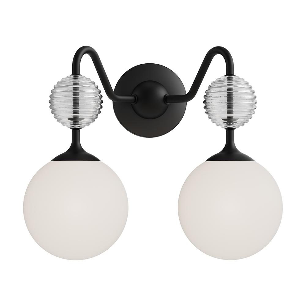 Celia 15-in Matte Black/Opal Glass 2 Lights Vanity