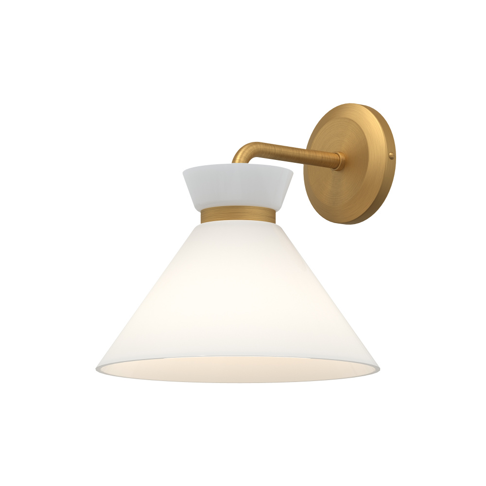 Halston 8-in Brushed Gold/Glossy Opal Glass 1 Light Wall/Vanity