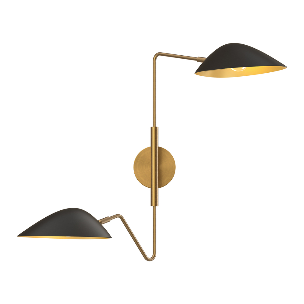 Oscar 6-in Aged Gold/Matte Black 2 Lights Wall/Vanity