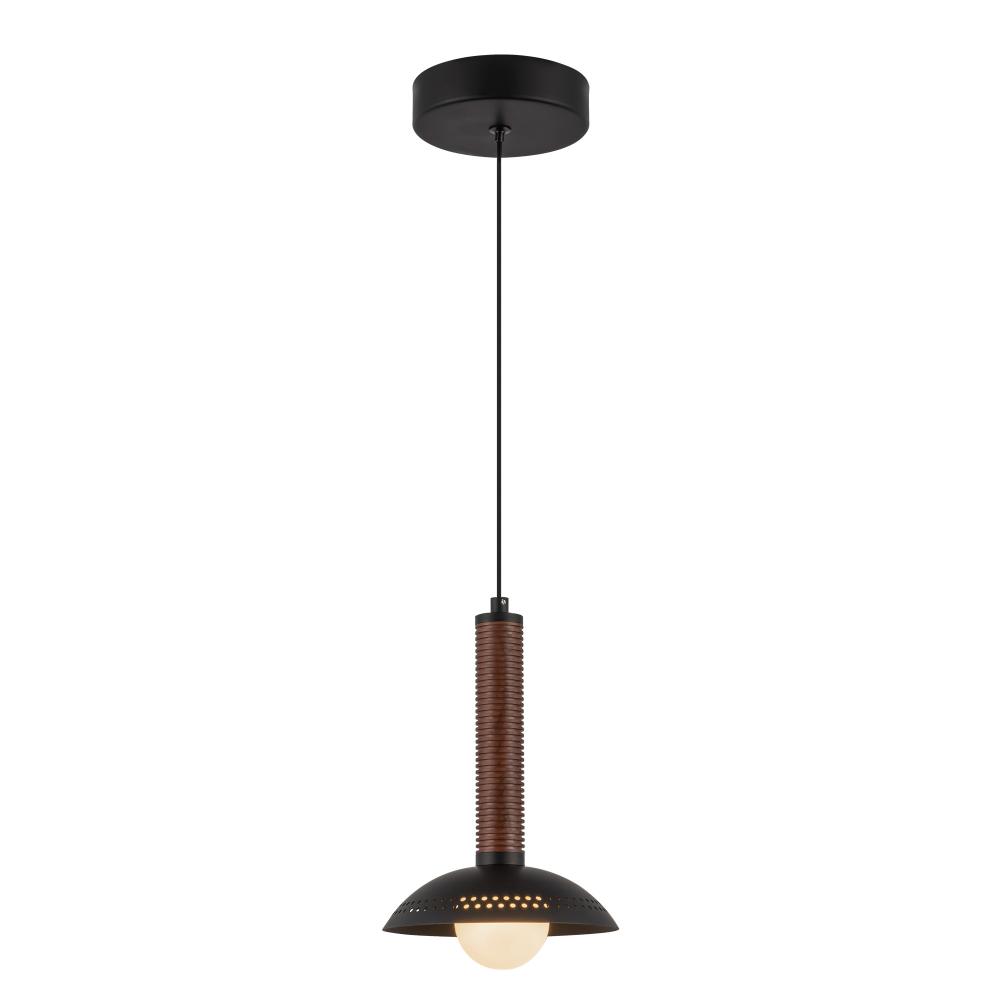 Arden 9-in Matte Black/Opal Glass LED Pendant