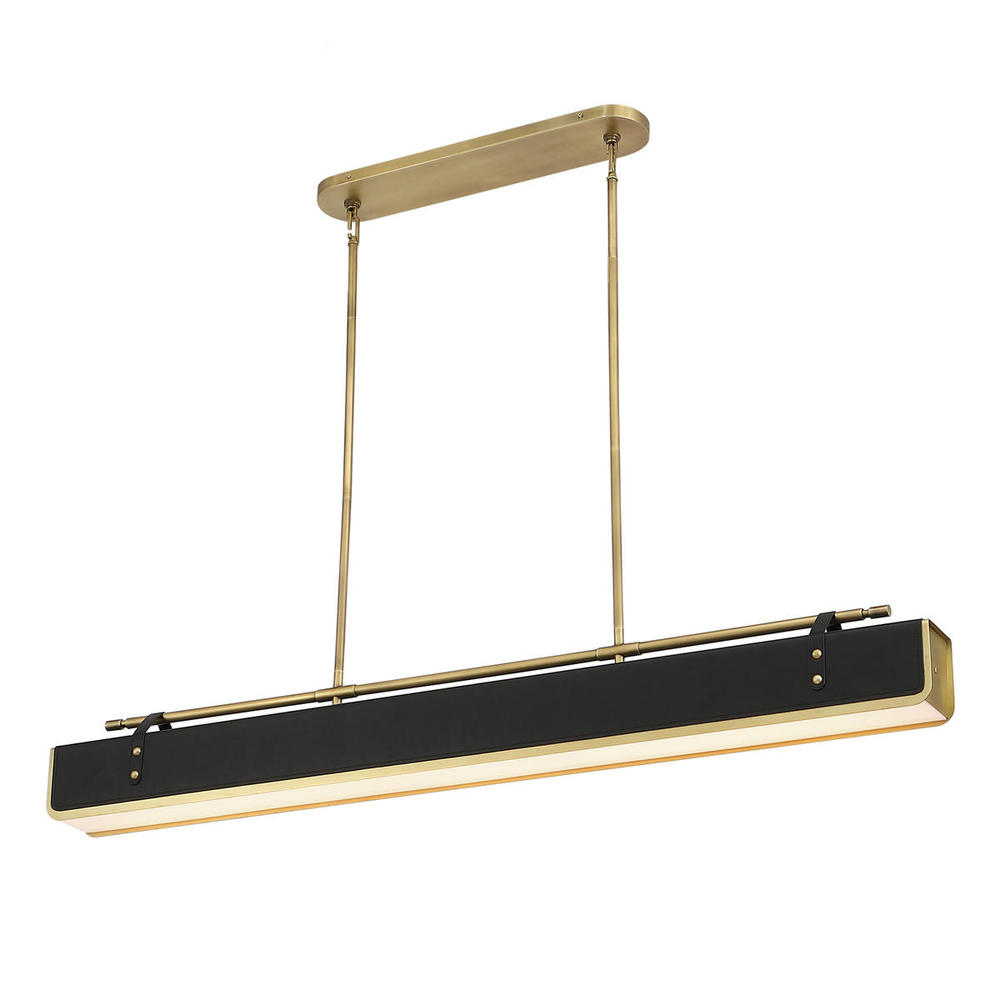 Valise 60-in Vintage Brass/Tuxedo Leather LED Pendant