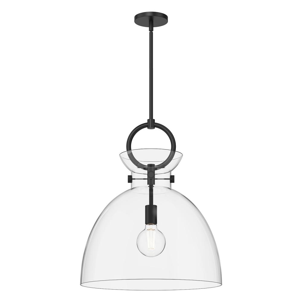 Waldo 18-in Matte Black/Clear Glass 1 Light Pendant
