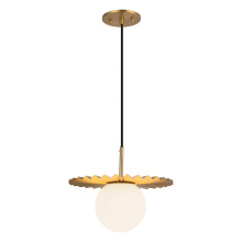 Alora Lighting PD501212BGOP - Plume 12-in Brushed Gold/Opal Matte Glass 1 Light Pendant