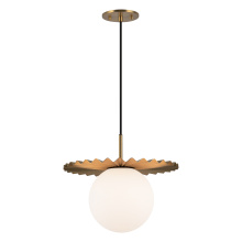 Alora Lighting PD501214BGOP - Plume 14-in Brushed Gold/Opal Matte Glass 1 Light Pendant