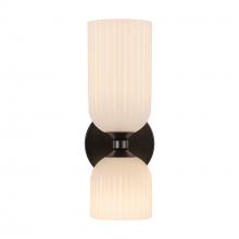 Alora Lighting WV442612MBGR - Nelly 12-in Matte Black/Glossy Ribbed Opal Glass Socket Wall/Vanity Light