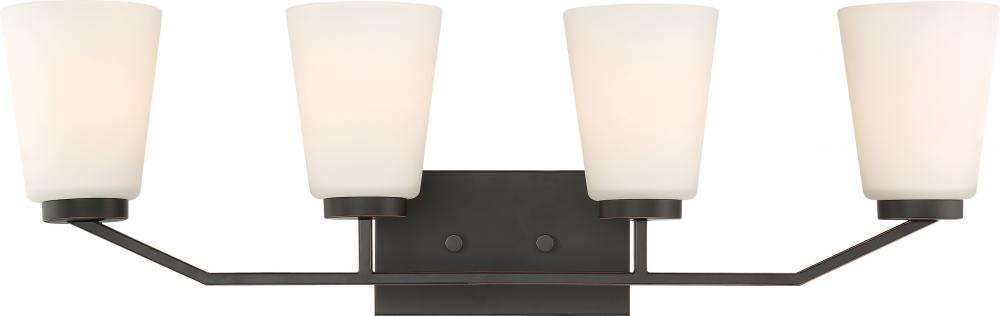 Nome - 4 Light Vanity with Satin White Glass - Mahogany Bronze Finish