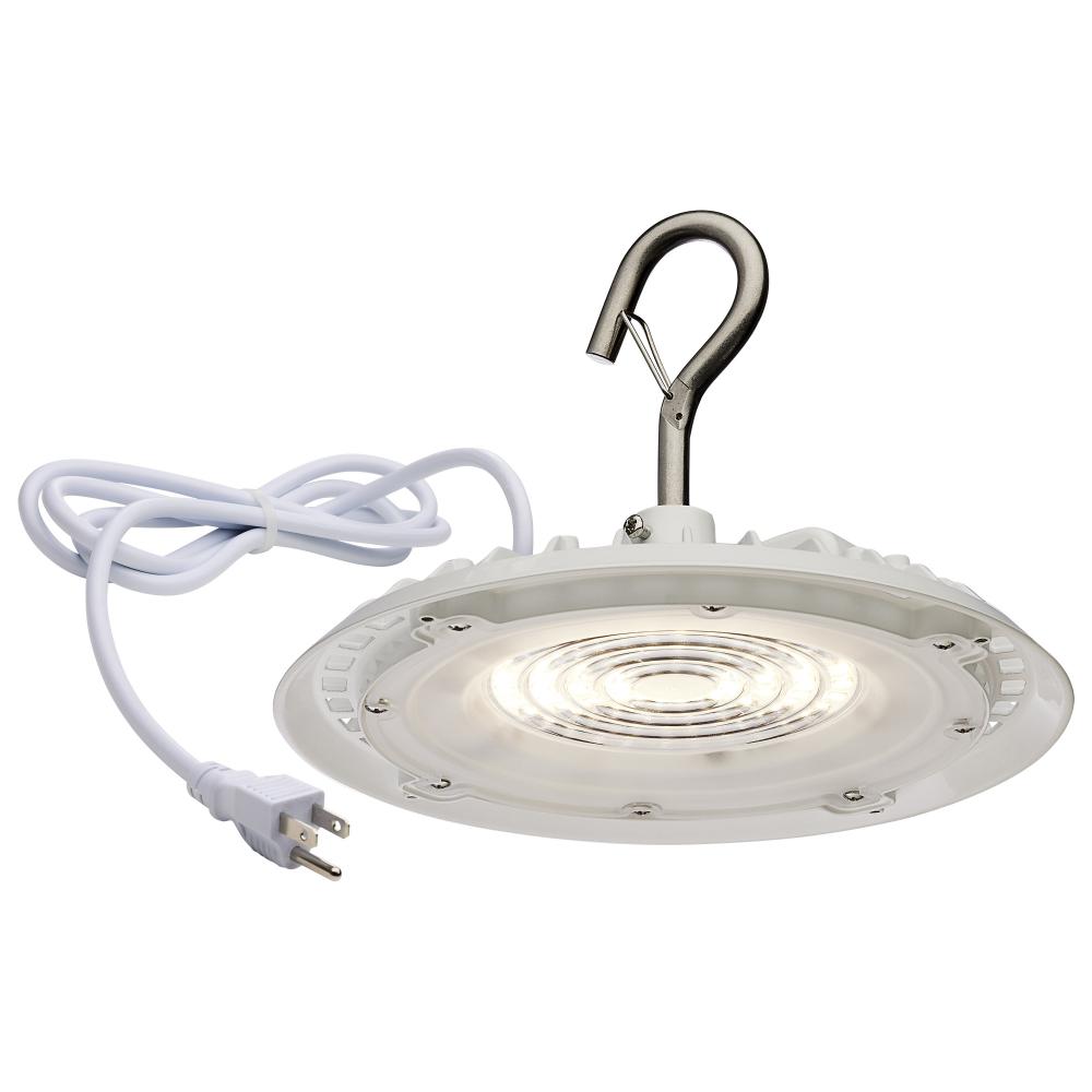 60 Watt; Hi-Pro Shop Light with Plug; 8" Dia.; 3000K; White Finish; 120 Volt