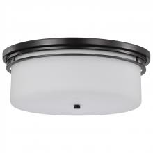 Nuvo 60/8034 - Warren; 15 Inch Flush Mount; Gun Metal with Satin White Glass