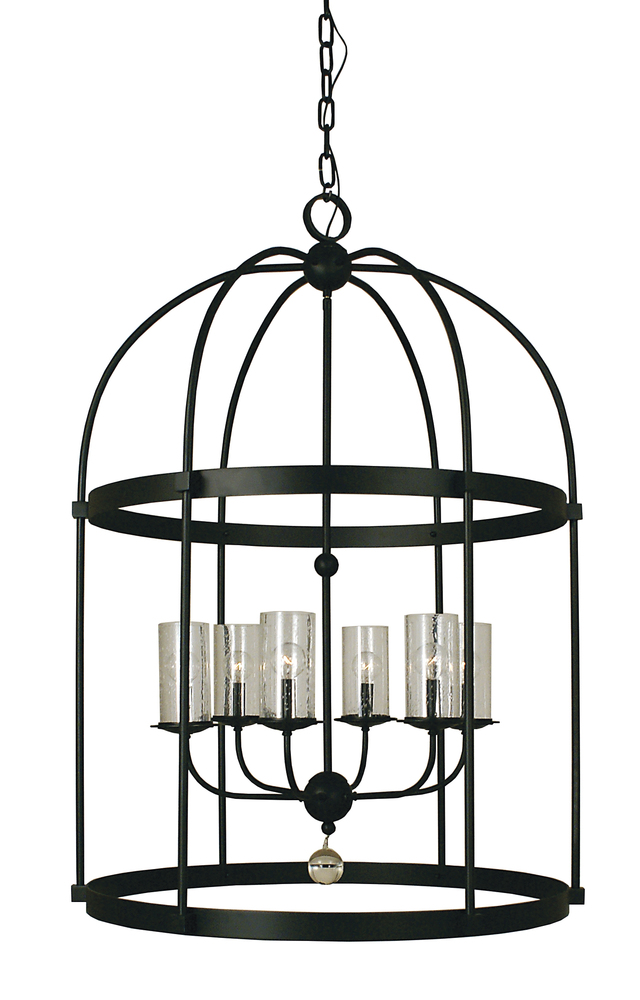 6-Light Matte Black Compass Foyer Chandelier