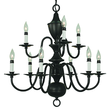 Framburg 2529 MBLACK - 9-Light Matte Black Jamestown Dining Chandelier