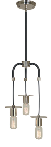 Framburg 4893 PN/MBLACK - 3-Light Polished Nickel/Matte Black Juliette Pendant