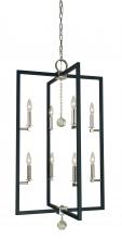 Framburg 5368 PN/MBLACK - 8-Light Polished Nickel/Matte Black Minimalist Elegant Foyer Chandelier